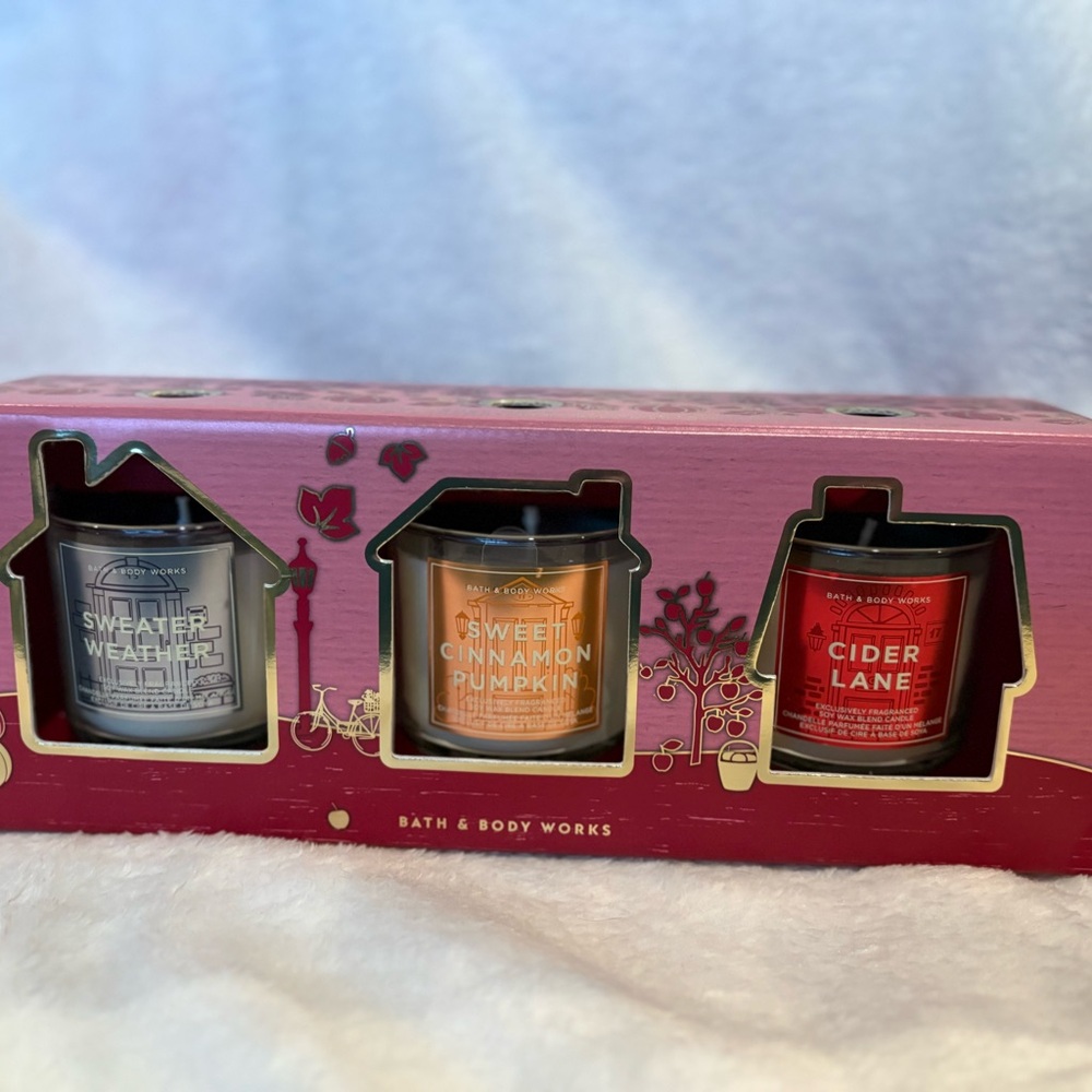 Bath & Body Works Candle Trio - Gray, Orange, Red